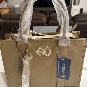 U.S. Polo Assn. Olive Crossbody Bag with Gold Detail